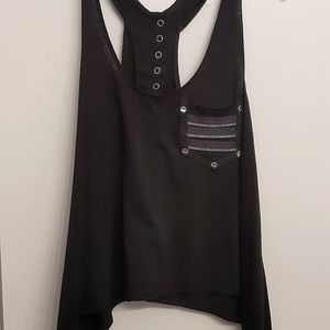 Summer Goth Black Flowy Crop Tanktop